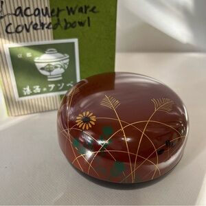 Vintage Japanese Lacquerware Floral Mini Box Bowl